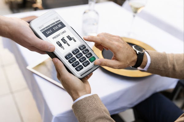 Food and beverage business owner using payment and sales tools