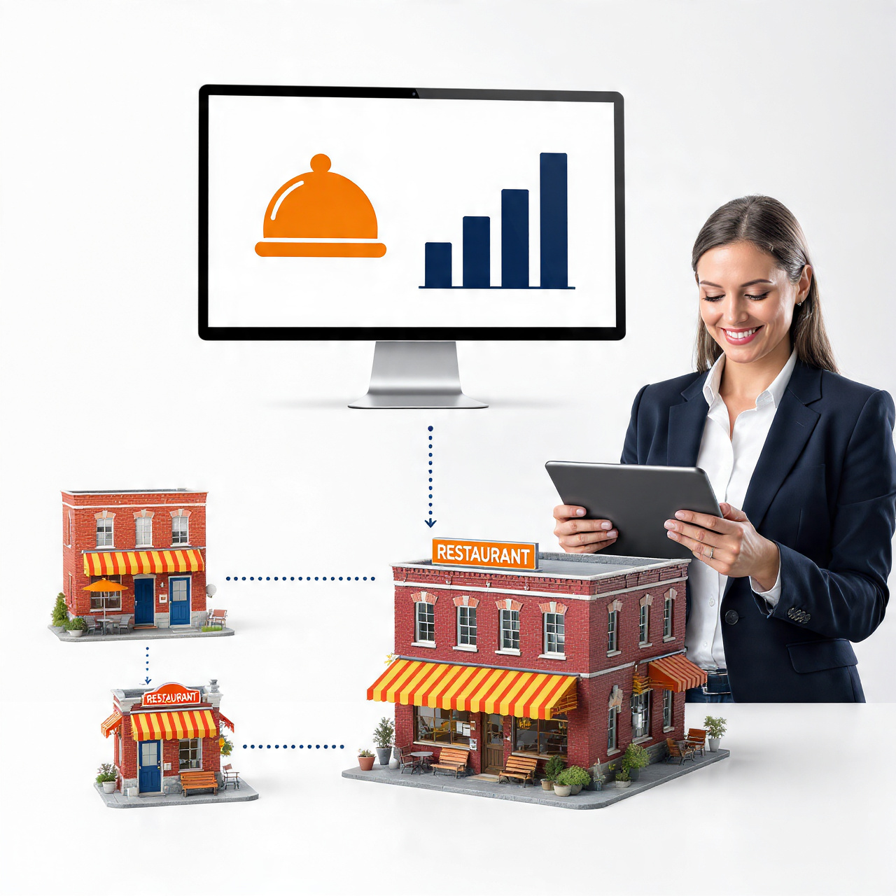 Restaurant manager reviewing multi-location payment activity