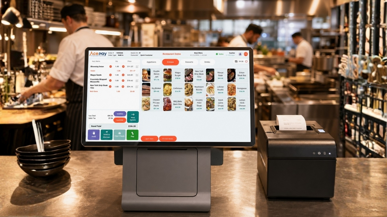 Food and beverage team managing menu orders and payment activity